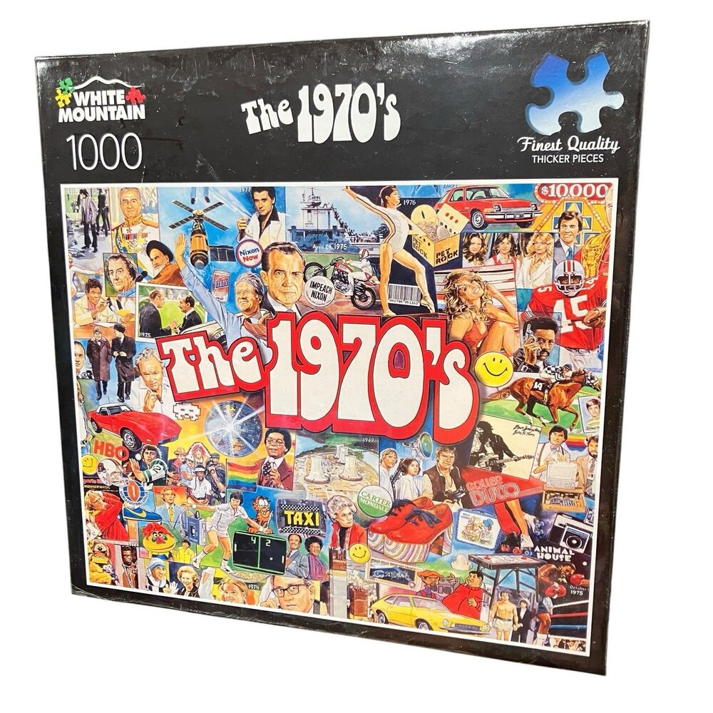 The 1970s 1000 Piece Jigsaw Puzzle Pop Culture Collage Sealed New White Mountain